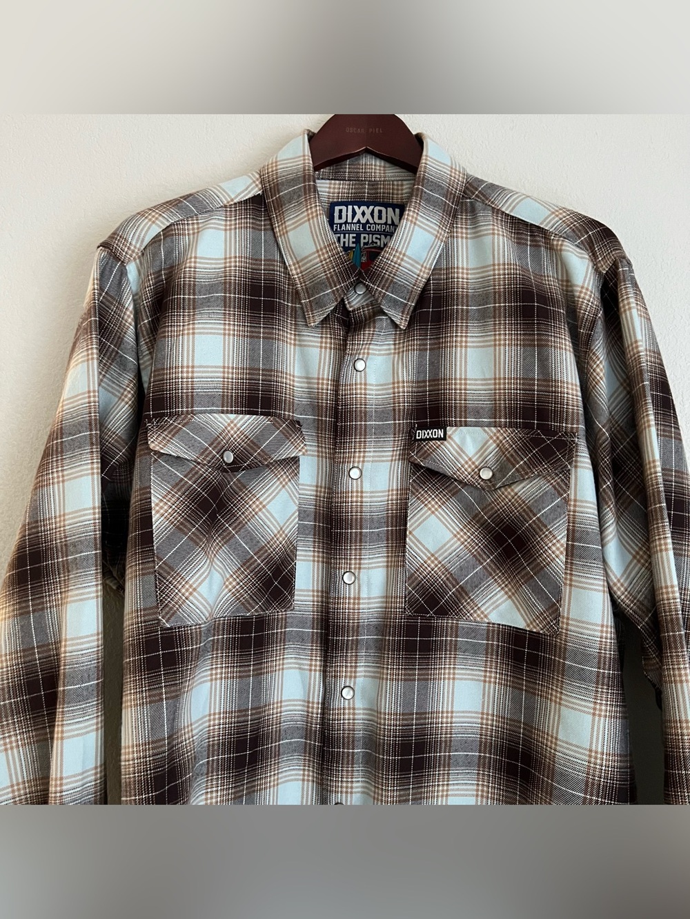 Dixxon Flannel Company The Pismo Pearl Snap Flannel Size 2X Brown Light Blue